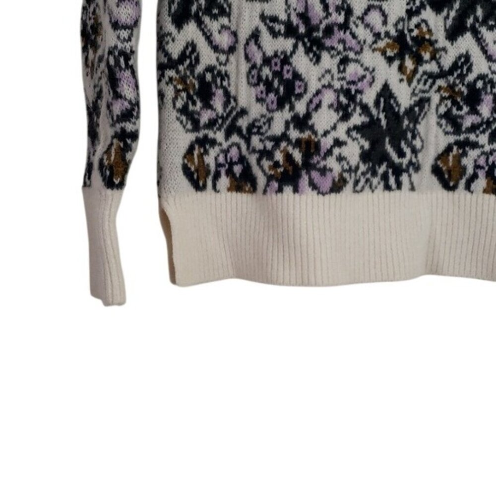 Loft Womens Knit Painterly Floral Pullover Sweater Size XS Boat Neck Boho Garden - Picture 5 of 7